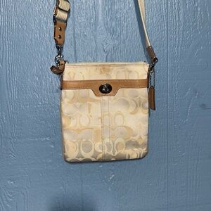 Vintage Coach Crossbody Bag - Cream and Brown